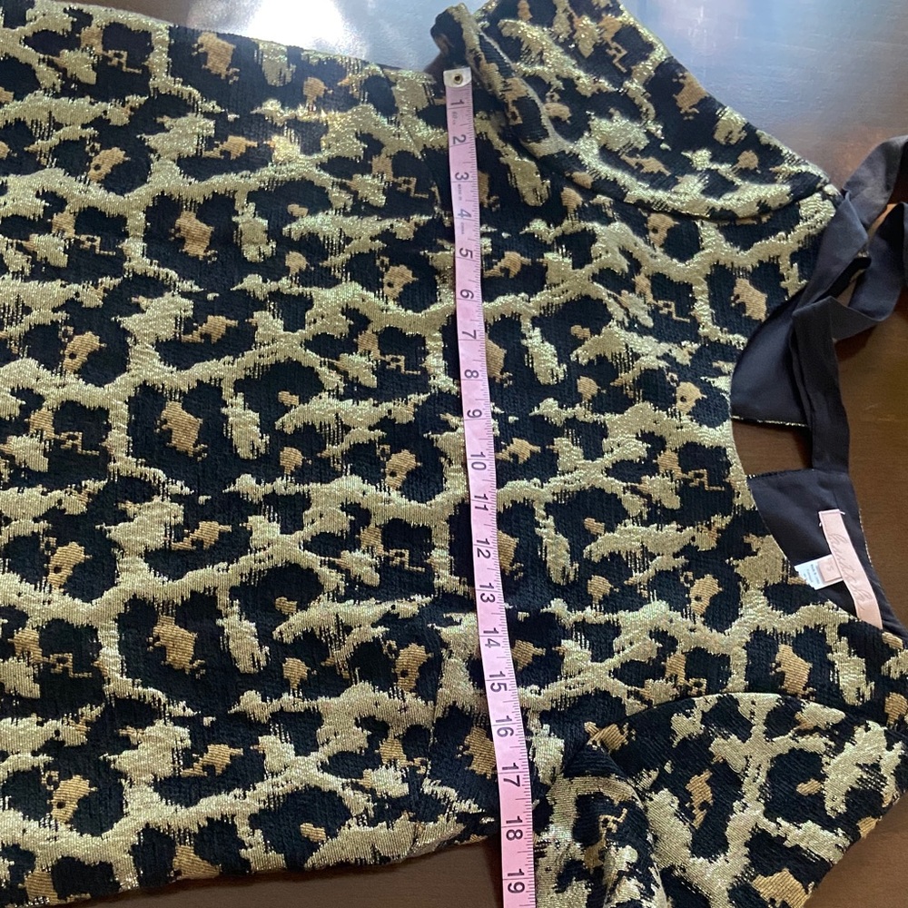 Sale! Leopard Print Gold & Black Women's Top with Black Bow. Size S, Hutch - Picture 8 of 10